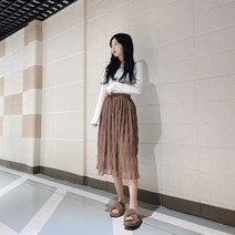 VANANA2 여성 간절기 하객룩 프릴 플리츠 블랙 스커트