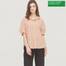 베네통 베네통 볼륨 소매 반팔 블라우스 BABL94131_OR