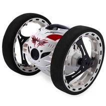 미니 자동차 바운스 2.4GHZ RC 유연한 바퀴 회전 LED 빛 원격 제어 로봇 장난감 선물에 대 한, BOUNCECARWHI