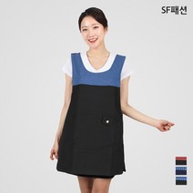 간절기 가을 겨울 엠보 니트 원피스형 앞치마 유니폼, M, 검정파랑(sfae335)
