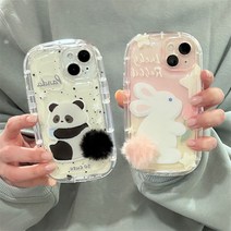 커플 우정 래빗 판다곰 극세사 꼬리 젤 에어백 폰케이스 아이폰호환 전기종 십이 십삼미니 십사프로맥스 7 플러스 XS 계묘년 토끼의 해 선물용 반투명 범퍼방탄 보호풀커버