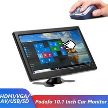 12V LCD HD 모니터 컬러 스크린 10 1 인치 2 채널 비디오 입력 보안 디스플레이 자동차 TV 컴퓨터 용 스피커 bnc avi vga 포함, EU Plug