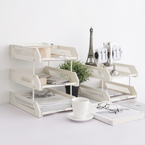 공간활용 오피스 데스크 계약서 공과금 지로 영수증 면장 A4용지 문서 서류 정리함 3단 트레이