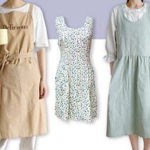 북유럽 앞치마 /프릴 앞치마/공방/어린이집/꽃집/주방용품/, 06) 7905 린넨 스트라이프 앞치마 - 커피