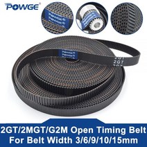 POWGE 2MGT 2M 2GT 개방형 동기 타이밍 벨트 폭 3/6/9/10/15mm 고무 소형 백래시 GT2 2GT-3/2GT-6/2GT-9/2GT-15 3D 프린터, 10mm, 50Meters