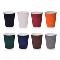 [소분]3중 단열 종이컵 웨이브 칼라컵 시리즈 [50개], 블루 12oz