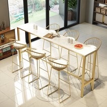 북유럽 대리석 마블 홈바테이블 주방 골드인테리어 사이드테이블 창가바테이블, 160길이x40너비x105높이화이트대리석