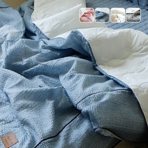 [국산] 리빙캐슬 여름 뱀부 라인 항균 대나무 시어서커 아사 60수 누비 차렵 이불, 블루, 누비이불
