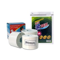 키네시올로지 3NS 근육테이프 2인치 화이트 X 3개 + 대일쿨파프 5매입, 1세트