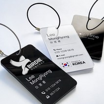 골프네임택 캐디백 캐리어네임택 양면 아크릴 네임텍, 화이트, 8번 타입, 블랙