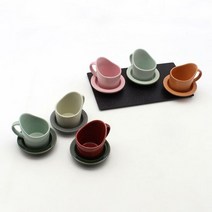 달소금 예쁜 도자기 믹스 종이컵 홀더/받침세트(6color), 색상:화이트스카이SET(무광), 단품