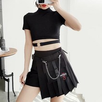 마롱패션 블랙 랩 스커트 테니스치마 체크 치마 숏 미니 플리츠