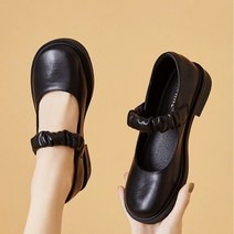 단화녀 플랫 메리제인 여성화 동그란 구두