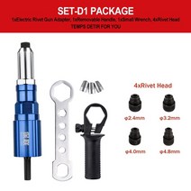 Riveter Guns 리벳건 리베트 전기 리벳 건 2.4mm-4.8mm 리벳 너트 건, 푸른