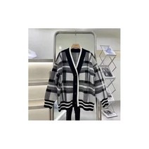 남성 가디건 한국 스타일 심플한 디자인 격자 무늬 니트 레트로 캐주얼 유니섹스 v넥 루즈한 빈티지 품질 스웨터 봄 상품