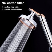 수도꼭지필터 싱크대수전 샤워 여행용 Zloung-정지 버튼이 있는 레인 샤워 헤드 고압 분무기 물 절약 욕실, 02 no filter shower
