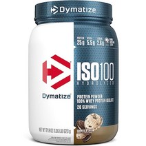 Dymatize ISO100 가수 분해 단백질 파우더 100% 분리 유청 단백질 25g BCAA 5.5g 글루텐 프리 빠른 흡수 소화가 쉬움 고메 초콜릿 20회 분량, Cookies & Cream