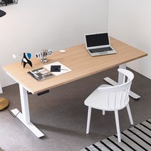 아씨방가구 심플 USB 전동식 높이조절책상 160cm, USB 높이조절 책상 그레이