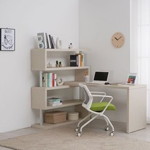 공간분리 가벽 인테리어 파티션 선반 ㄱ자 1600 책상 세트 4단 6컬러, 아이보리