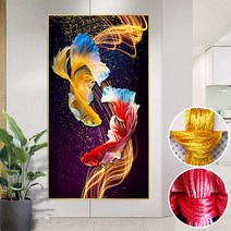 심스타 실십자수 도안세트 황금잉어 물고기 무명실 명주실 초보 큰사이즈, 실크실 70x130 cm
