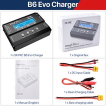 rc카 부품 SKYRC Lipo 충전기 IMAX B6 E O 2 미니 B6AC 밸런스 배터리 방전기 어댑터 온도 센서 6A 1 6S 호환, EU 플러그, 01 B6EVO NO Adapter