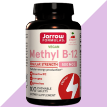 재로우포뮬러스 메틸 B-12 메틸코발라민 500mcg 체리맛 츄어블 100정, 100 카운트(1팩)