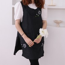 데코나인 폴리 원피스형 식당 주방 업소용 요양원 앞치마 단체 돌봄센터, 1.꽃앞치마-블랙