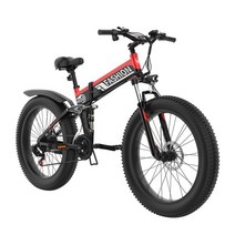 접이식 지방 ebike 1000w 전기 자전거 48v 4.0 산악 오토바이 전자 자전거 전면 및 후면 기계식 디스크 브레이크 26 인치 emtb 자전거, 빨간색, 14ah 배터리, 250w 모터