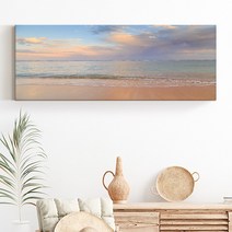 인메이블 돈들어오는 와이드 풍수 액자 35종 거실 인테리어 소품 대형 캔버스 해바라기 그림 사과 모란 꽃 풍경 사진, 14.[I] WP-파스텔노을오션, 대형 [160x60cm], 캔버스액자