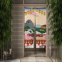 로만쉐이드 일본식 문 커튼 식당 주방 벚꽃 파도 입구 드레이프 걸이식 하프, 11.1 - 100x200cm