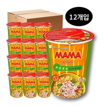 MAMA 마마 태국컵라면 포크플레이버 돼지고기맛 70G, 12개