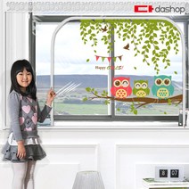 다샵 창문형 지퍼식 방풍비닐 바람막이 EVA 행복부엉이 180x150, 1개