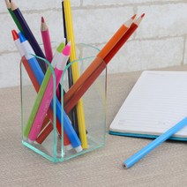 디자인 사각 독서실책상꾸미기 색연필꽂이 투명 아크릴 펜 팬 잡동사니 보관, 단일