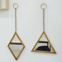 벽 인테리어 삼각 마름모 골드 엔틱벽거울 레트로 홈데코 빈티지샵 유럽풍, 마름모 거울