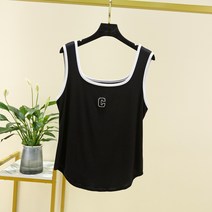 여성 여름 모달 캐미솔 대형 루즈 스퀘어 칼라 민소매 얇은 단색 탑