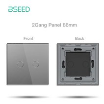 BSEED EU 크리스탈 유리 패널 스틸판 123Gang 86*86mm 화이트 블랙 골든 전용, 12 2Gang Gray_01 EU