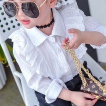 아일렛러플셔츠 화이트셔츠 여아블라우스 합창 졸업사진 입학 단체복 어린이집 행사복 공주의상 상의