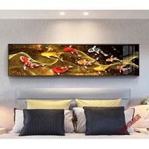 구어도 DIY 보석십자수 금전운 재물운 성공으로 가는 잉어 그림 큐빅 비즈 구슬페인팅 도구 세트, 100x35cm