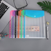 6 팩 파일 폴더 플라스틱 봉투 폴더 스냅 클로저 11 구멍 편지 A4 크기 폴 리 봉투 Lable 포켓 문서, 6인치