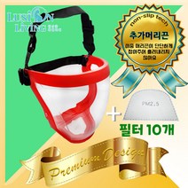 [루시온리빙] 머리끈이 추가된 프리미엄 필터형 김서림방지 안면고글 (+필터 10개) 프리미엄 필터형 안면고글, E. 프리미엄 필터형 투명렌즈[레드] 1개