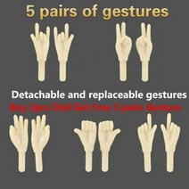 2D 애니메이션 얼굴 패션 30cm 여자 인형 공주 DIY 장난감 아이 선물 (인형 구입 무료 의류), 5 pair gesture