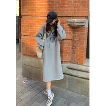 패션핏 기모 옆 트임 캐주얼 후드 롱원피스