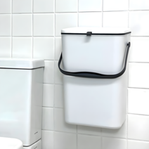 무타공 벽걸이 쓰레기통 주방 휴지통 욕실 화장실 냄새차단 냄새안나는 사무실 화이트 13L, 화이트[비닐봉투100장], 1개