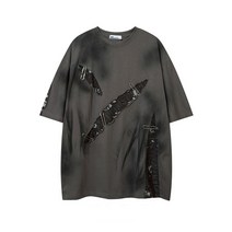 남성 스트릿 빈티지룩 데미지 반팔 티셔츠 2종