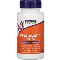 나우푸드 피크노제놀 소나무 껍질 60mg 루틴 아세로라 식물성 캡슐 50정, 1개, 기본