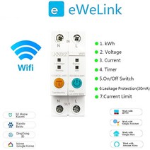 전기 테스터기 디지털 전류 2P 와이파이 에너지 파워 kWh 미터 회로 차단기 시간 타이머 스위치 릴레이 전압계 누설 보호 RCCB RCBO 리미터, [01], [01] 63A