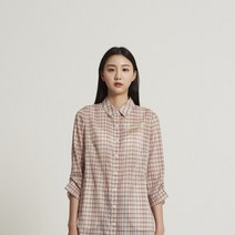 올리비아로렌 레터링 프린트 체크셔츠 VOC NLWF7191 BR