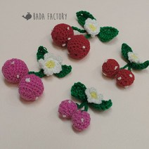 바다팩토리 뜨개 꽃 체리 손뜨개 방울 M (2cm), 체리핑크