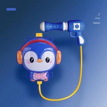 키즈 만화 배낭 물총 장난감 푸시-풀 물 스프레이 총 공룡 대용량 여름 야외 어린이 소년 소녀 선물 색상 퍼플화이트레드그린블루핑크, 펭귄