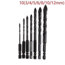 크로스 육각 타일 드릴 비트 세트 3-12mm 초경합금 삼각형 벽 구멍 오프너 유리 세라믹 콘크리트 드릴링 도구, [10] A10